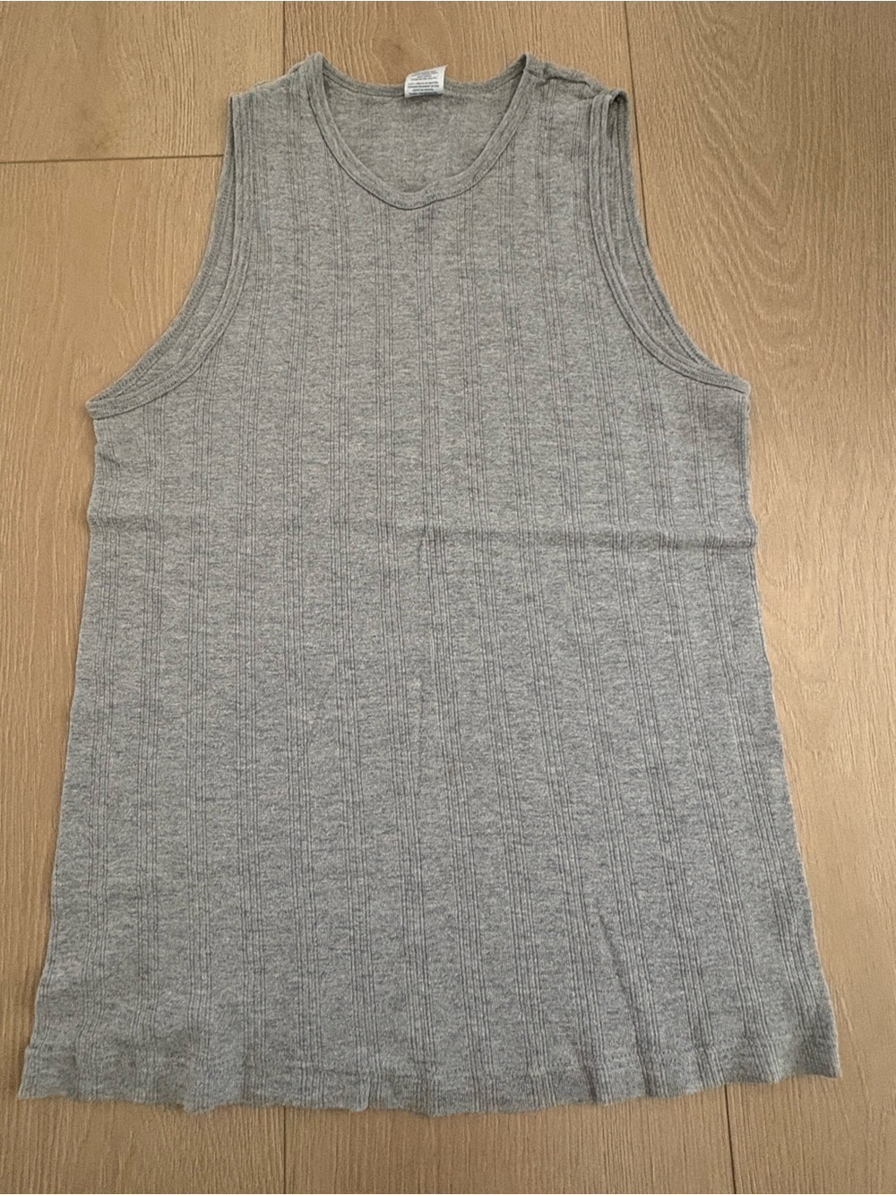 Men's Grey Ribbed Tank Top - Unbranded